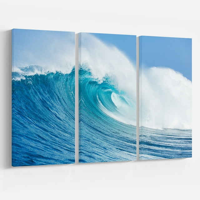 Designart - Vague Bleue de l'Océan - Photographie de Mer et de Rivage sur Toile Enveloppée