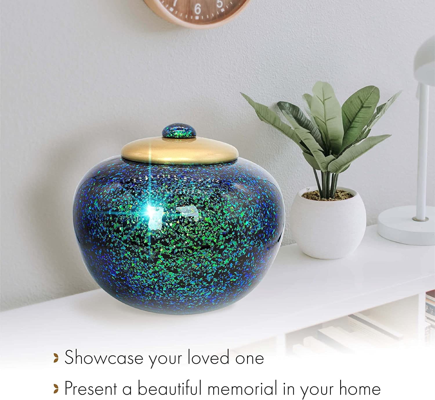 Cosmic Shimmering Cremation Urn – Handcrafted Brass Adult Full Size Urn For Ashes, Iridescent Finish, Includes Velvet Bag, Custom Engraving Available - View #2