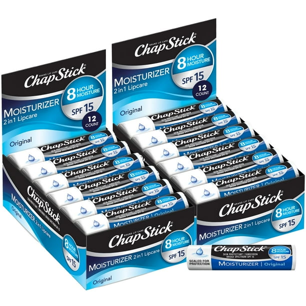 Bálsamo labial ChapStick Bulk, hidratante SPF 15, 24 unidades