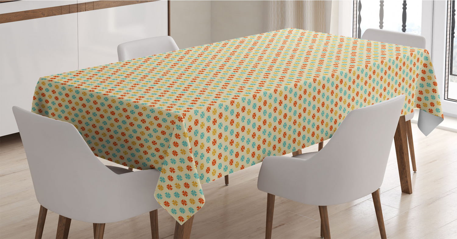 16 X 90 Dining Room Kitchen Rectangular Runner Geometric Circles with Little Dotted Doodle on Polka Dots Backdrop Art Deco Ambesonne Abstract Table Runner Coral Night Blue