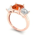 thumbnail image 2 of Clara Pucci 14K Rose Gold 4ct Red Three-Stone Ring for Women, 2 of 7