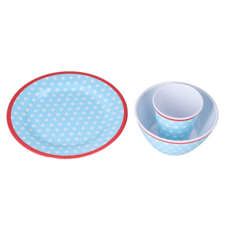 

Salad Dish 3 Piece Set Tableware Snack Plate Serving Dish For Restaurants Dark Blue Dots Light Blue Dots