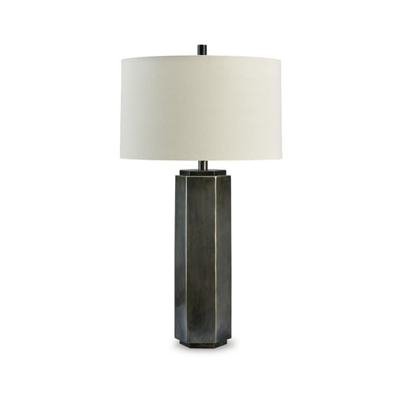 Signature Design by Ashley Dirkton Modern Hexagonal Metal Table Lamp - Antique Pewter