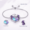 thumbnail image 5 of Dragon Bracelet with Heart Shaped Crystal Jewelry Gift for Women,Purple, 5 of 6