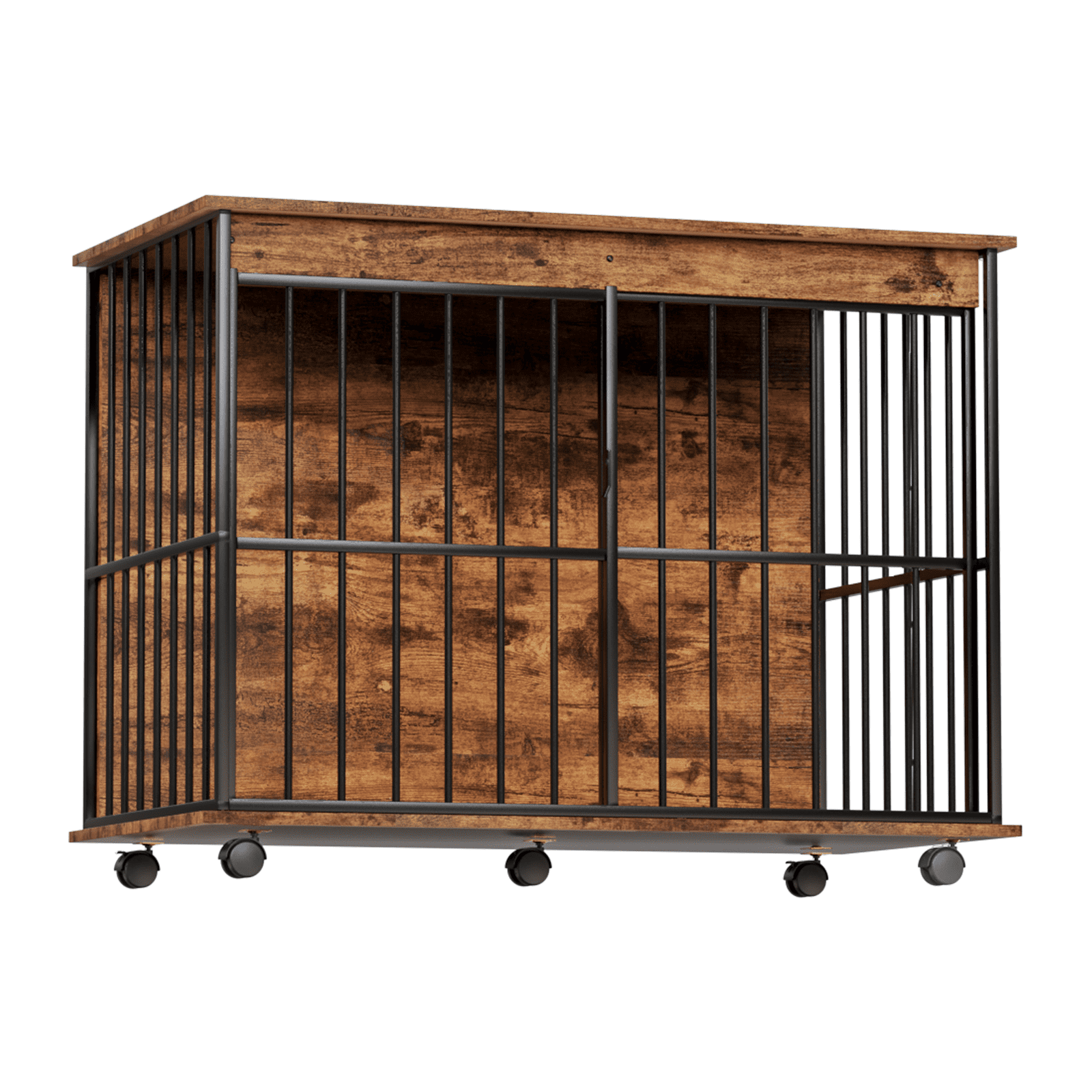 Large Wooden Dog Crate Furniture with Tray, Spacious Kennel for Medium to Large Dogs