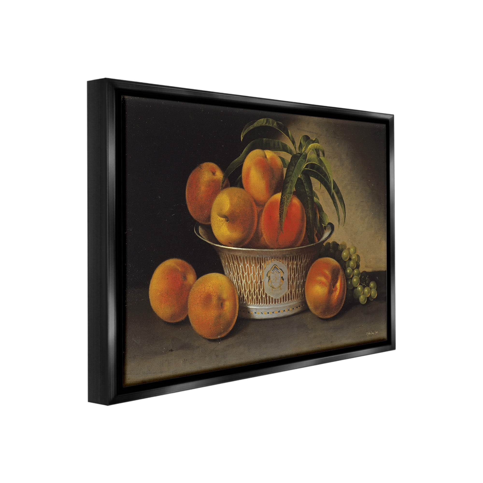 Stupell Industries Classic Peaches & Grapes Food & Beverage Painting Black Floater Framed Canvas Art Print Wall Art, 31 x 25