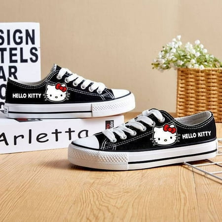 

NEW Hello Kitty Casual Sneakers For Womens Girls Ladies Low Top Canvas Tennis Shoes Lace Up Walking Shoes