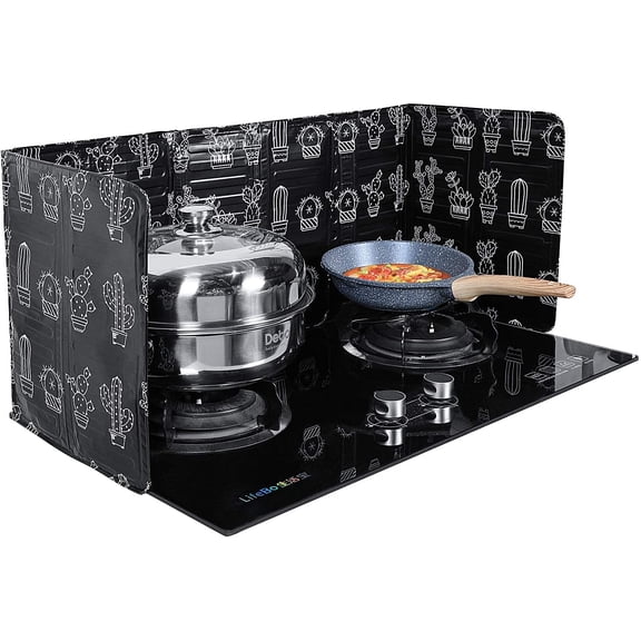 3 Sided Splatter Guard Foldable Grease Splatter Screen for Frying Pan Aluminum Foil Splash Guard for Stove Top Oil Splash Insulation Block Barrier for Cooking Kitchen Restaurant Use