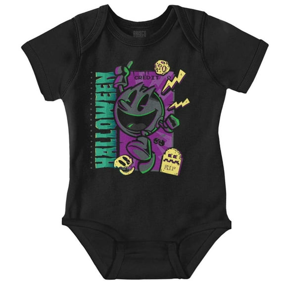 PACMAN Spooky Halloween Credit Romper Boys or Girls Infant Baby Brisco Brands NB
