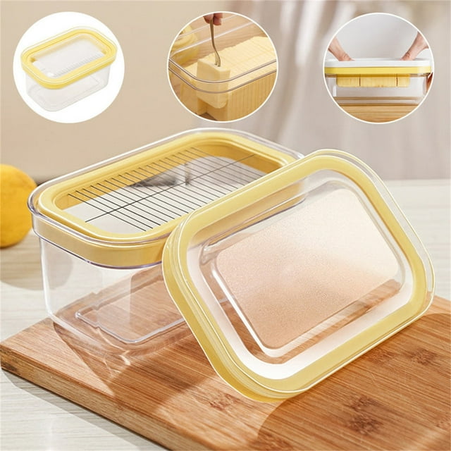 Large Airtight Butter Dish Container with Built-in Cutter | 950ml Butter Slicer & Storage Box for Fridge | Easy-Cut Butter Tray with Lid for Cheese & Spreads