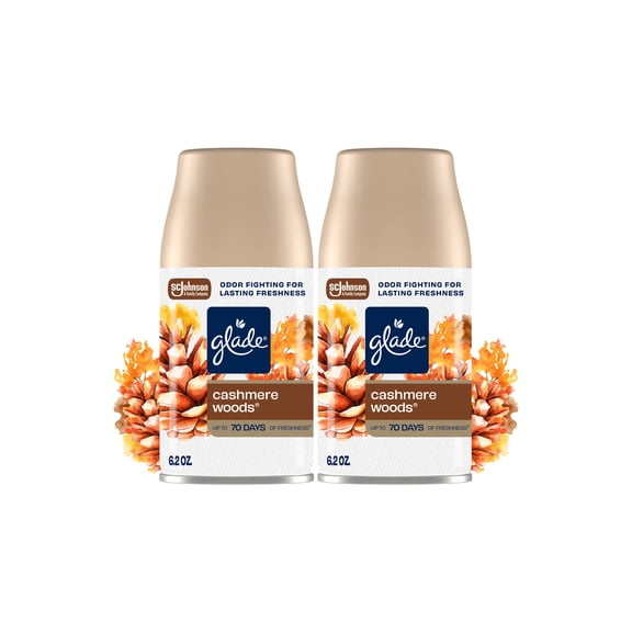 Glade Automatic Spray Refill, Air Freshener, Cashmere Woods®, 2 Refills, 2 x 6.2 oz
