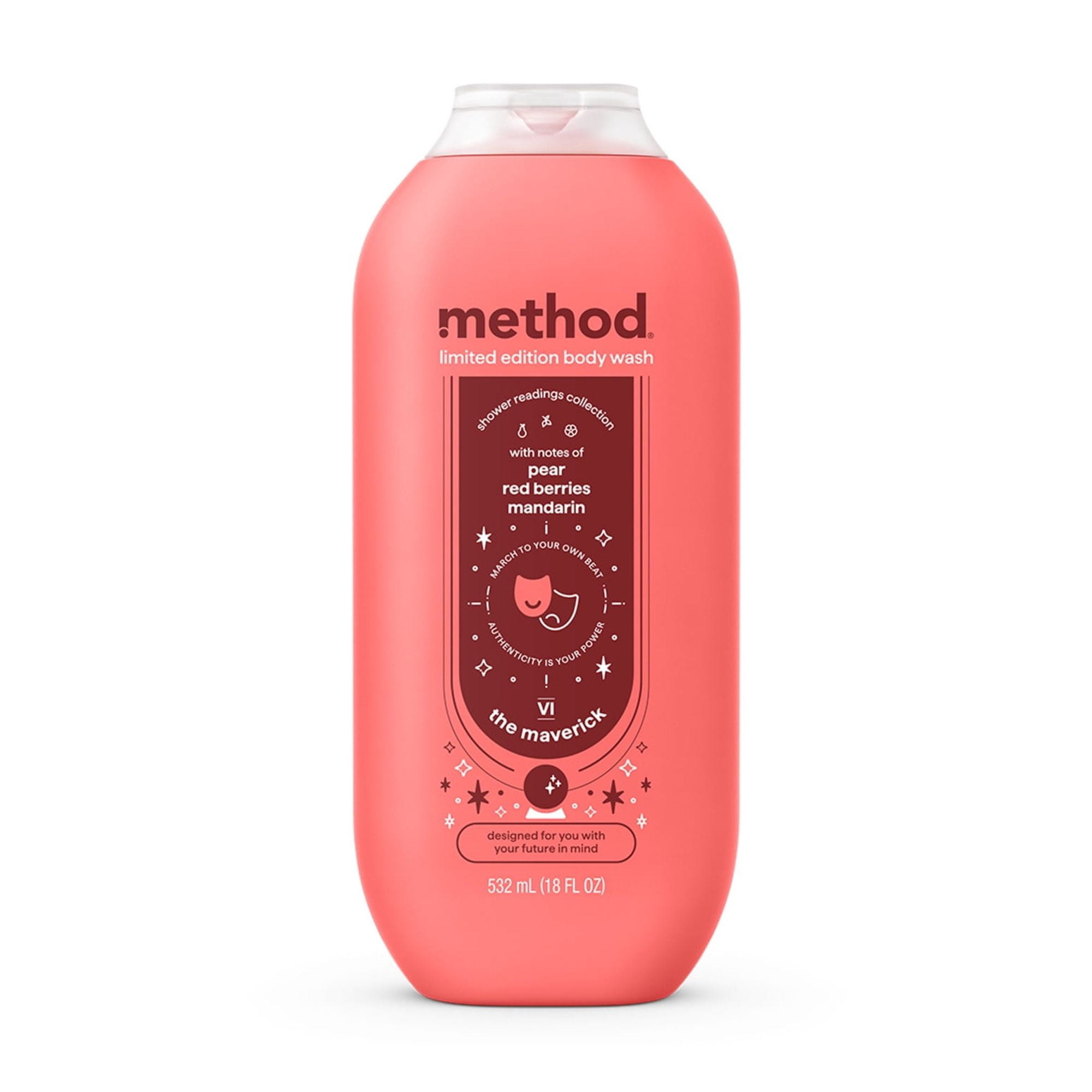 Method Limited Edition Shower Readings Body Wash, The Maverick, 18oz bottle, with notes of Pear, Red Berries and Mandarin