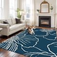 thumbnail image 2 of 5'x7' Area Rugs for Living Room Bedroom, Teal Flowers Washable Rug Carpet Runner Indoor Outdoor, Spring Floral Botanical Modern Art Non Slip Floor Mats Area Rug for Kitchen, Nursery, 2 of 8