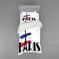 thumbnail image 1 of Ambesonne Hipster Bedding Set 3 Pcs, Paris Eiffel Tower Image, Twin, Black Navy Blue Red, 1 of 3