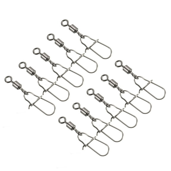 26LBS Stainless Steel Fishing Rolling Swivel with Coastlock Snap, Black 60 Pack