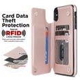 thumbnail image 4 of Case Compatible with iPhone XS Max, Stylish Card Slots Kickstand PU Leather Back Case Magnetic Closure RFID Blocking Drop Protective Shockproof Cover for iPhone XS Max, Rosegold, 4 of 8