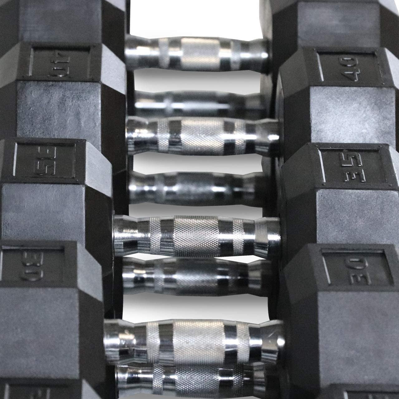 WF Athletic Supply Rubber Coated Hex Dumbbell Set, 5-25Lb