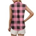 thumbnail image 6 of ABATAB Summer Tops for Women Sleeveless Button Down Shirt Tunics V Neck Business Plaid Casual Collared Blouses T Shirt, 6 of 6