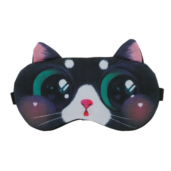 Unique Bargains 1 Pc Portable Cat Sleep Mask for Hotel Black Fleece