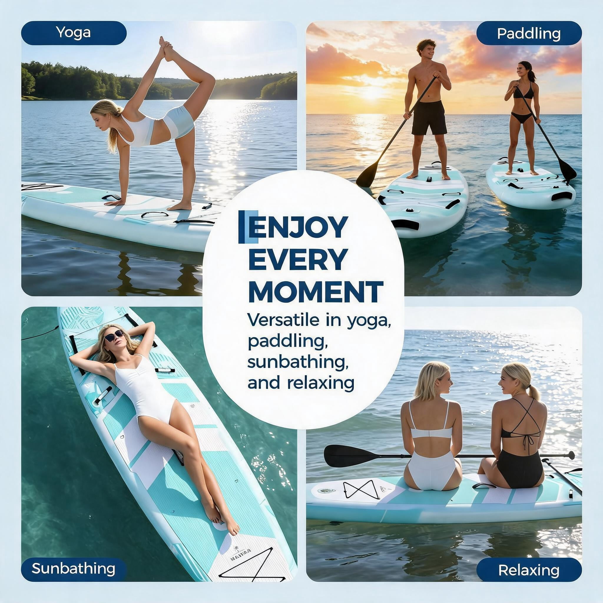 10'7" x 32" x 6" Inflatable Stand Up Paddle Board with Wide Stable Design for All Skill Levels, 450LB High Weight Capacity for Beginners, Large Paddle with Camera Mount