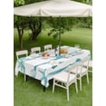 thumbnail image 4 of Outdoor Tablecloth with Umbrella Hole for Patio/Picnic/Party/Camping, Teal Green Coastal Starfish Waterproof Table Cloth Rectangle Table Cover Washable, Summer Conch Sea Fish Stripes (60"x 84"), 4 of 9