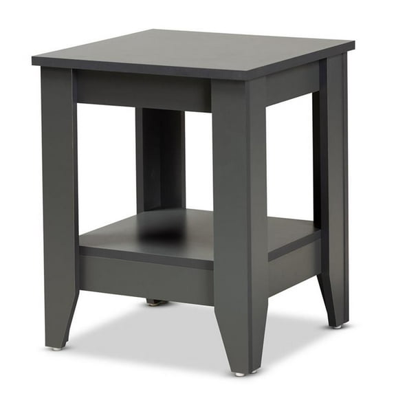 Bowery Hill Square Modern Wood Living Room End Table in Gray