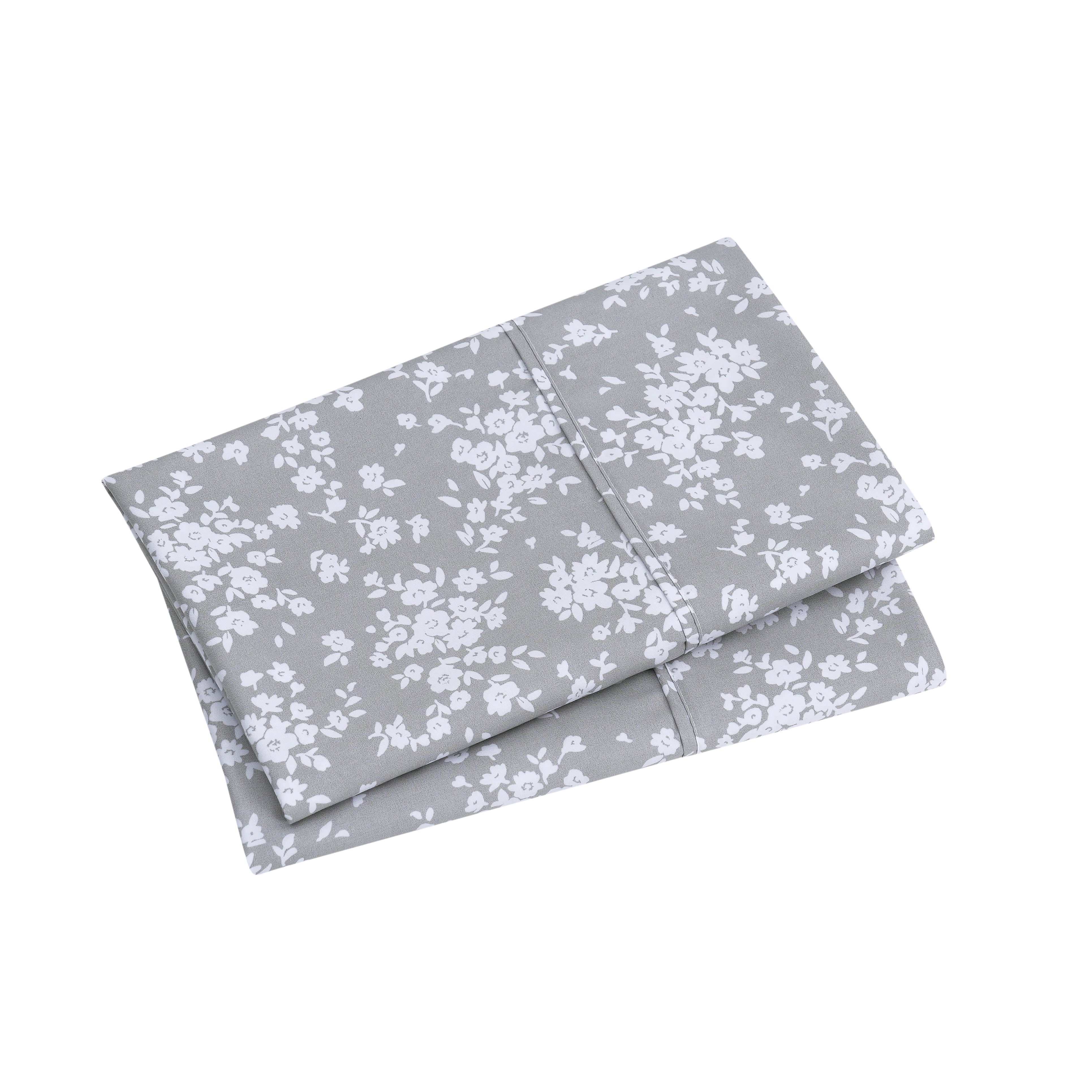 Mainstays Super Soft Brushed Microfiber Pillowcase Set, Gray Floral, King, 2 Piece