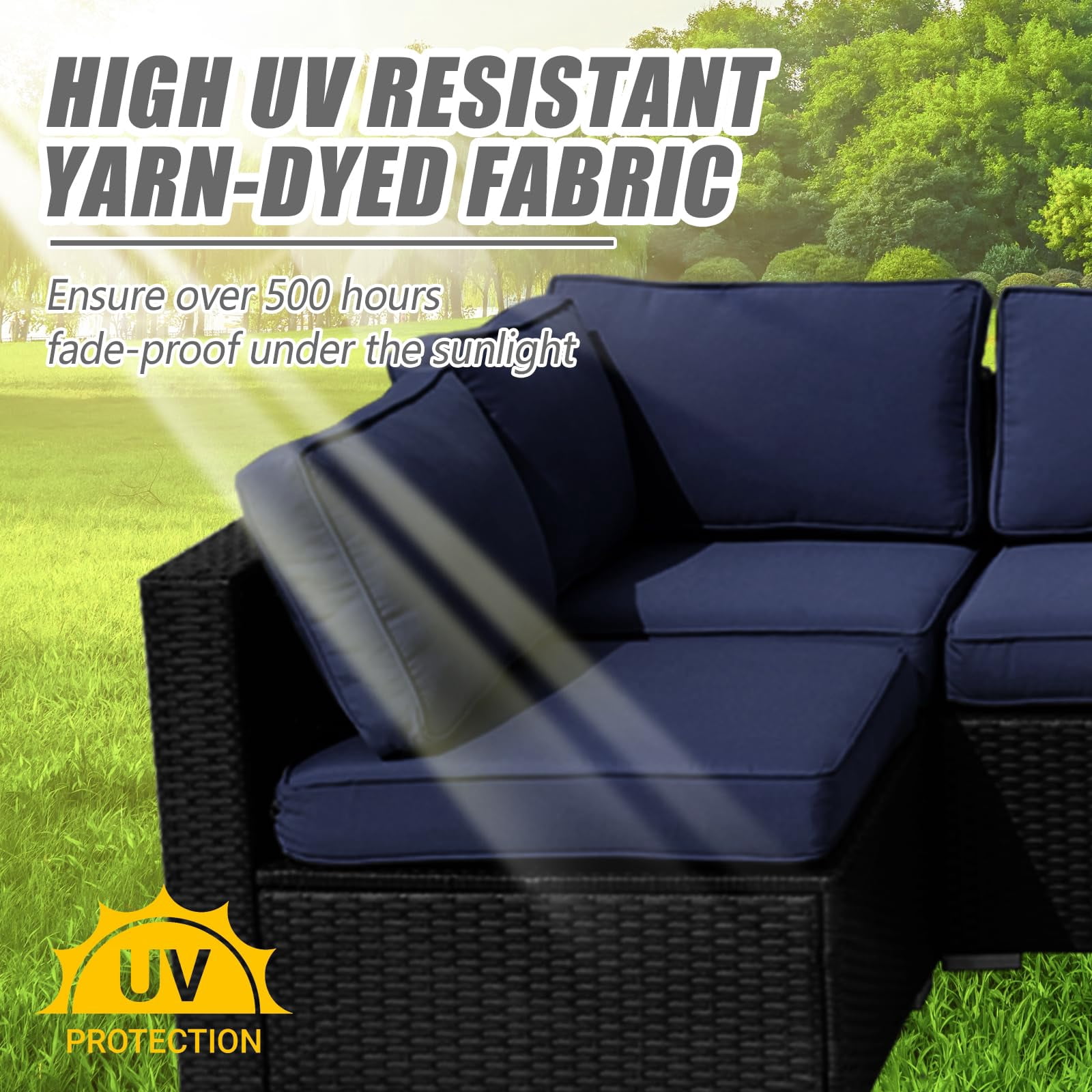 14 Pcs Patio Cushion Covers Replacement Outdoor Couch Cushions Covers Splashproof Sofa Slipcovers Set with Zippers,Patio Furniture Protector, Couch 3 Sizes, Covers Only
