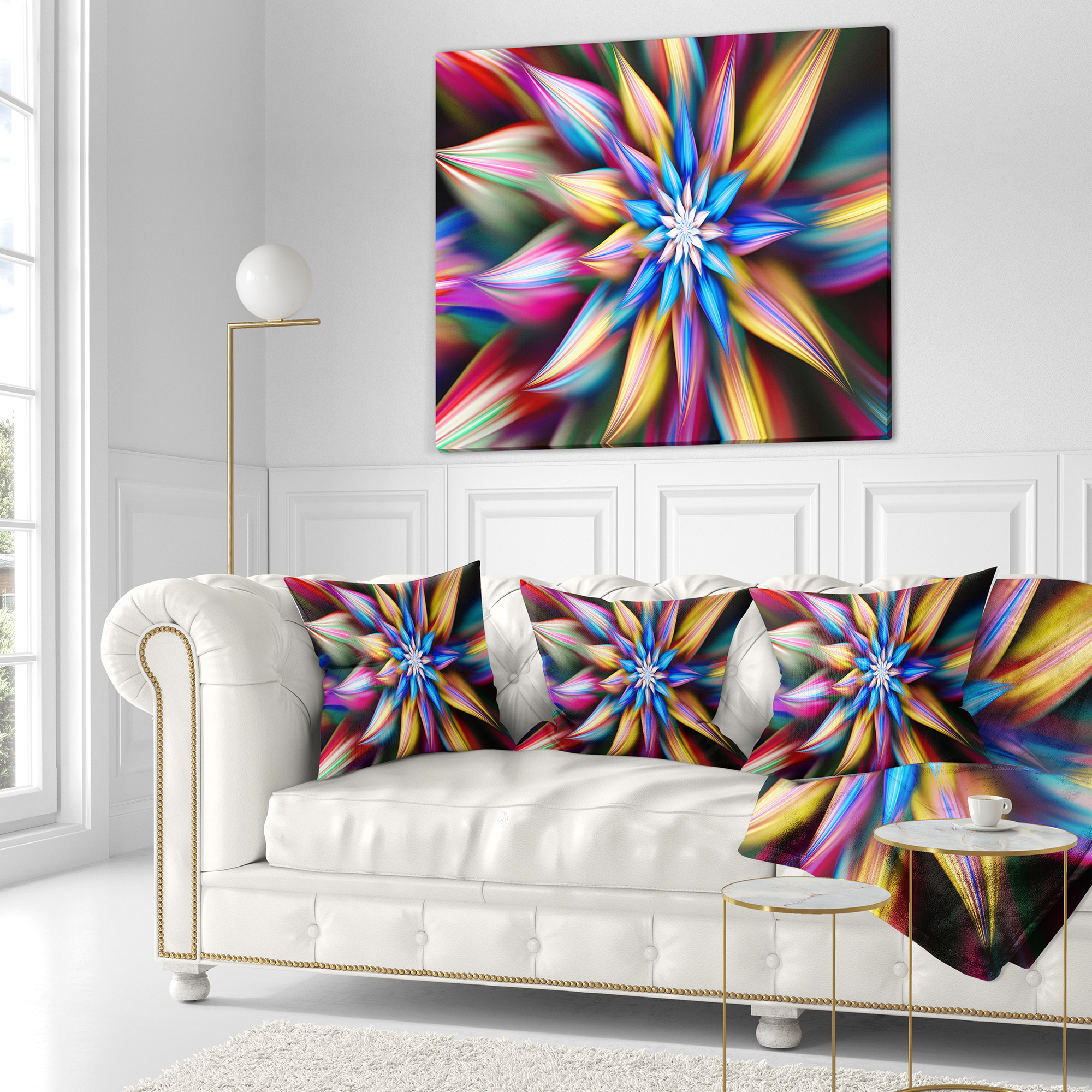 Designart Exotic Multi Color Flower Petals - Floral Throw Pillow - 16x16