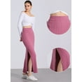 thumbnail image 2 of DARING DIVA Women's High Waisted Long Skirt Slit Bodycon Knit Pencil Skirt 3XL Pink, 2 of 6