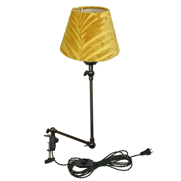 Kiven Dimmable Clip-on Desk Lamp, 1-Light Yellow Fabric Nightstand Lamp with Flexible Arm, 8.2FT Plug in Cord, Decorative Clamp Lamp for Office Home Bookshelf Bedside E26 Sokcet DZ0306-Y