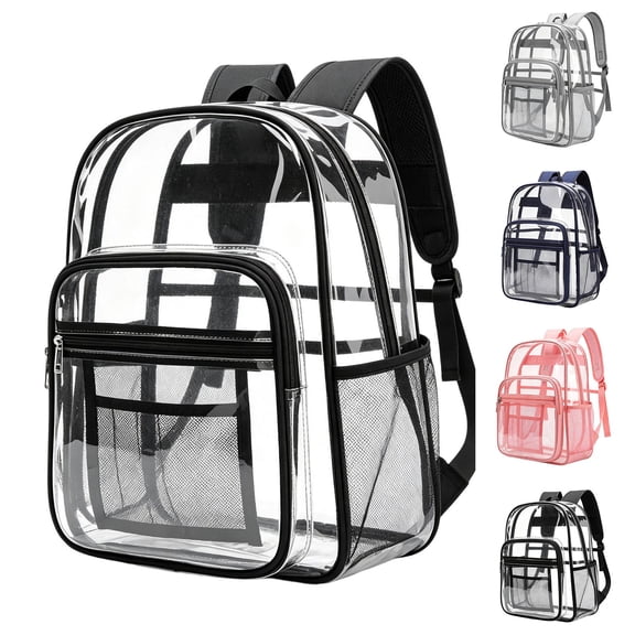 Clear Backpack - 17 inch Heavy Duty Clear Backpacks for School, Large Transparent Bookbag for Students