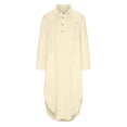thumbnail image 2 of Women's Solid Color Button-Down Loose Shirt Dress - Cotton Linen, Long Sleeve, Casual/Office/Vacation Maxi Dress, 2 of 4
