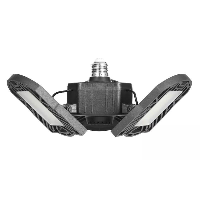 LED Garage Ceiling Light - 80W, 7000LM, 6500K, E26/E27, Adjustable Deformable Workshop Lamp, Die-Cast Aluminum