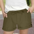 thumbnail image 2 of Girls Cotton Fashion Shorts New Girls Shorts Casual with Pockets Drawstring Elastic Waist Kids Plus Size Beach Vacation Summer Short Pants Army Green 160, 2 of 7