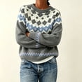 thumbnail image 5 of SeekIslan Women's Sweaters with Fair Isle Pattern Crew Neck Long Sleeve Knit Sweaters, 5 of 5