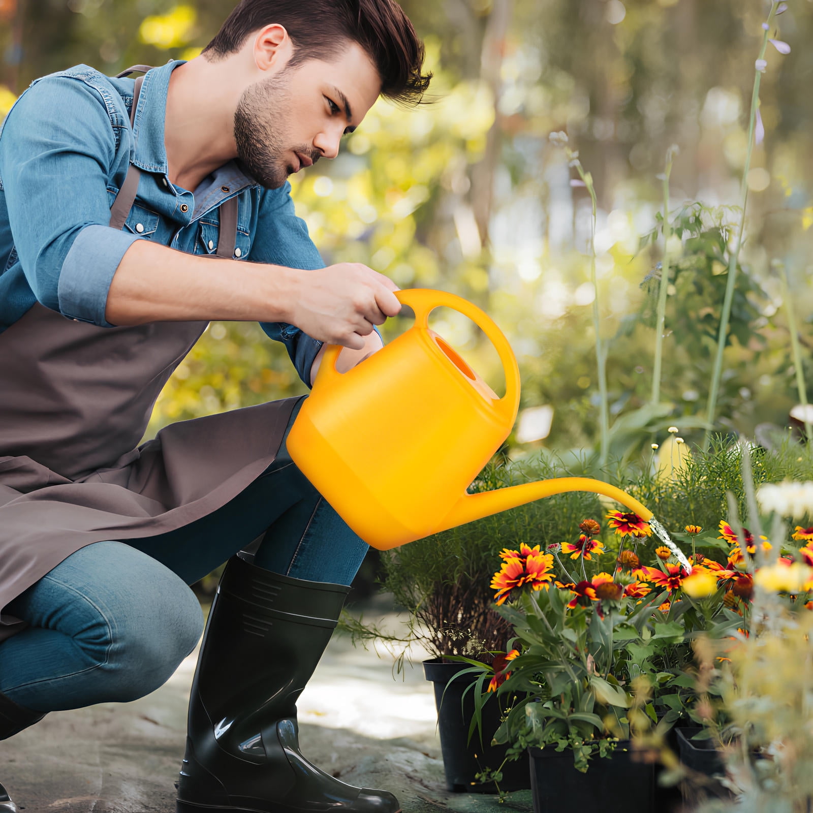 WHAMVOX  Indoor Watering Cans for House Plants Garden Flower Planter Orange