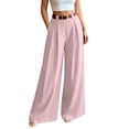 thumbnail image 2 of Aimik Women's High Waist Pleated Wide Leg Dress Pants Solid Color Straight Leg Trousers with Belt Work Business Long Pant, 2 of 6
