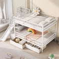 thumbnail image 3 of Harper & Bright Designs Full Over Full Bunk Bed with Slide and Storage Staircase, Full Size Solid Pine Wood Bunk Bed Frame with 2 Drawers and Guardrail, White, 3 of 11