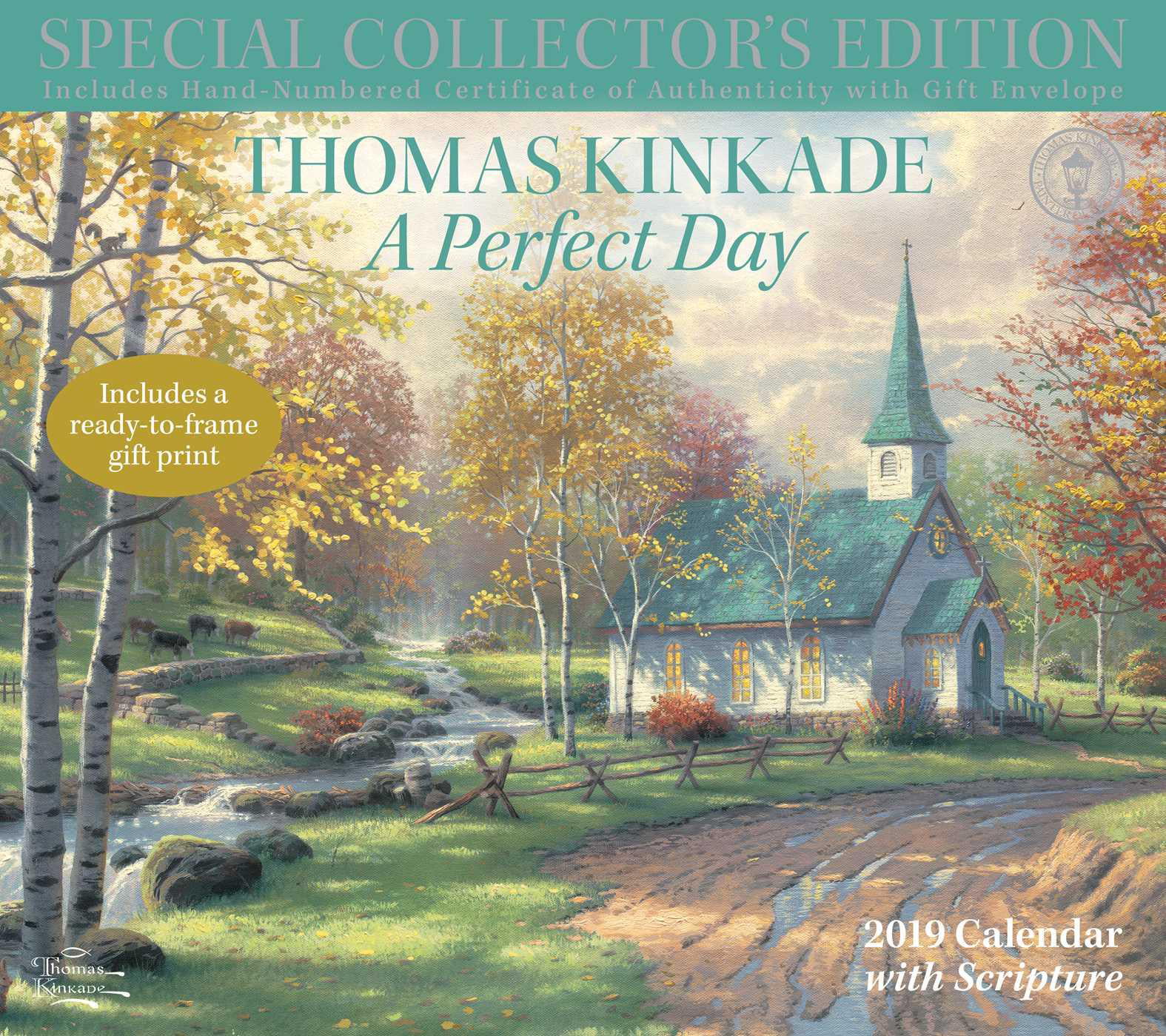 Thomas Kinkade Special Collectors Edition with Scripture 2019 Deluxe Wall Calen A Perfect Day