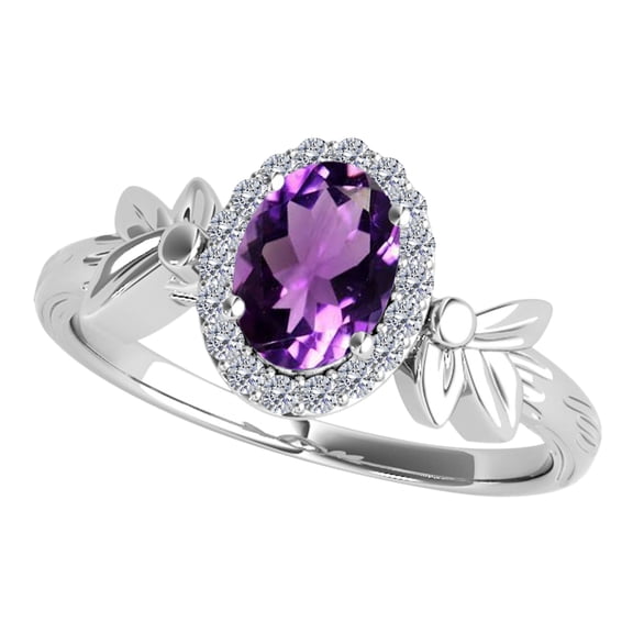 AoneJewelry 1.40 Carat Oval Shape Gemstone and Diamond Ring In 10K Solid Rose, White & Yellow Gold