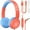 Red, variant on NewBee Kids Headphones with Microphone, HD Stereo, Safe Volume Limit 85dB/94dB, Eco-Friendly, Foldable, Adjustable Headband, 3.5mm Jack for School /PC/Mac/Tablet (Orange)