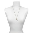 thumbnail image 3 of Delight Jewelry Rose Goldtone Crystal Initial - L - Silvertone Sisters Best Friends Forever Bar Charm Necklace, 23", 3 of 4