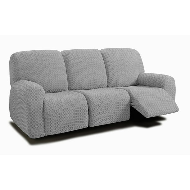 Fundas para sofá reclinable de 3 plazas ULTICOR, jacquared, gris claro
