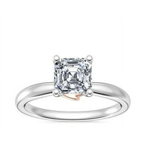1.00 Carat Brilliant Asscher Cut Natural Diamond Solitaire Beautiful Ring for Engagement Solid 14K White Gold Size 9