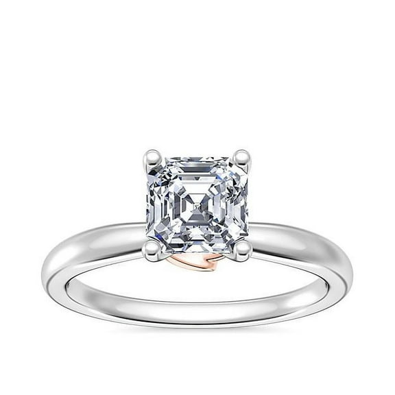 1.00 Carat Asscher Natural Diamond Stunning Solitaire Ring for Engagement Solid 14K White Gold Size 7