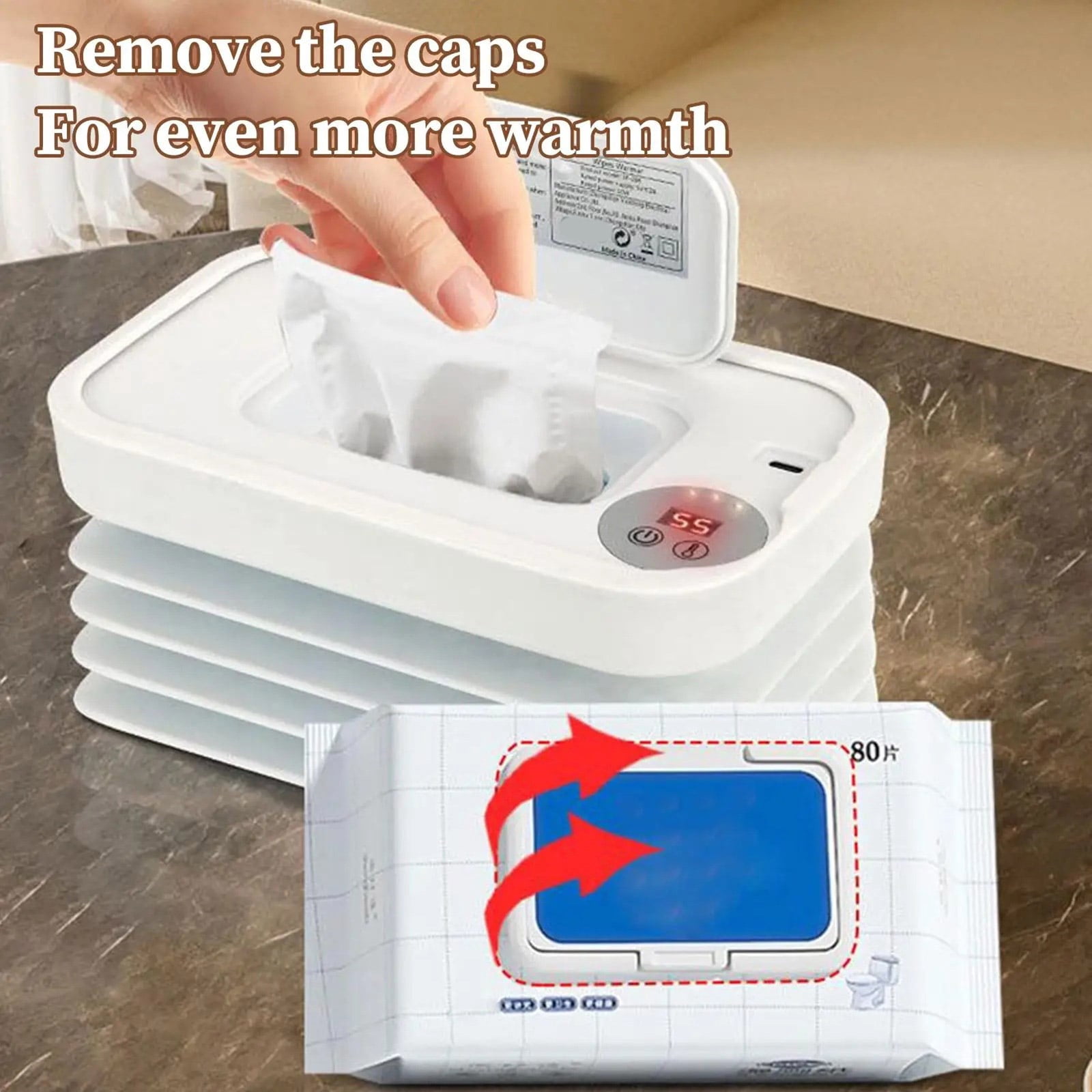 Foldable Infant Wet Wipe Warmer Heating Systems 3 Heat Modes High Capacity Storage Safe Plastic Construction