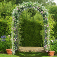 thumbnail image 3 of Wangbujianwang Garden Arch, Outdoor Flower Garden Arch Trellis, Sturdy Steel Arbor for Climbing Plants, Wedding Decoration, 7'8" H x 4'5" W,White, 3 of 7