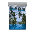 thumbnail image 2 of Landscape Bedding Set with Sheet & Covers, Infinity Pool with Palms Reflections and Crystal Water Tropic Resort Photo, Printed Bedroom Decor 2 Shams, 4 Sizes, Blue Green White, by Ambesonne, 2 of 3