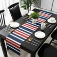 thumbnail image 3 of Navy Blue Red Striped Table Runner 36 Inches Long, Modern Minimalist Ombre Lines Kitchen Coffee Dining Table Decoration for Home Party Birthday Wedding Home Decor 13x36 Inches, 3 of 8
